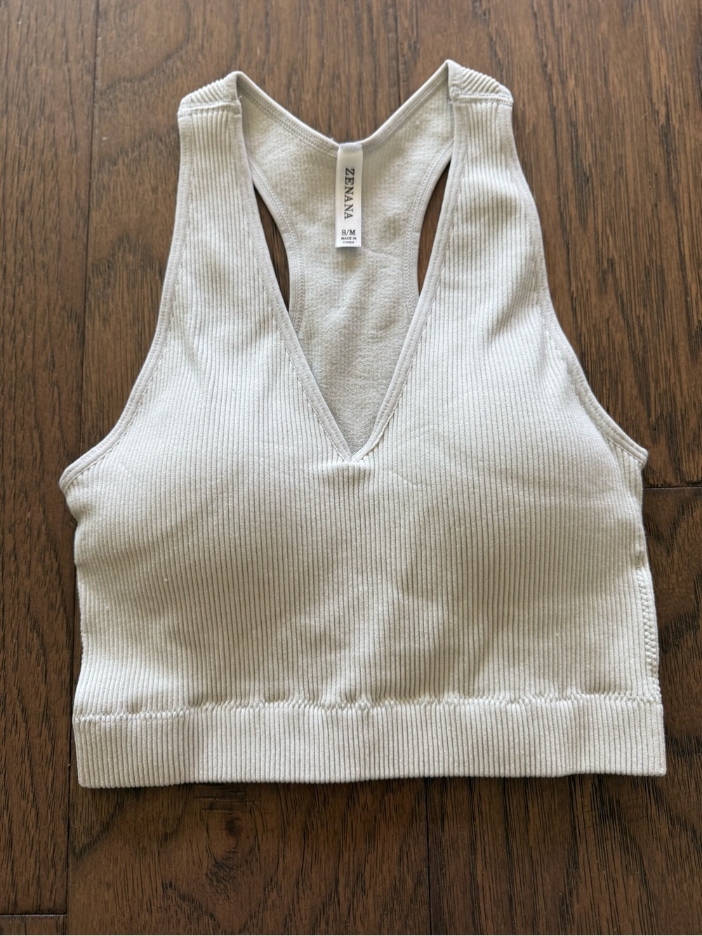 NEW Zenana Ribbed Crop Racerback Tank Top - Bone